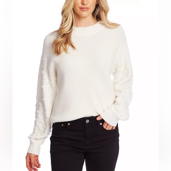 Q & A Sweaters - 3D Polka Dot Sweater in Antique White